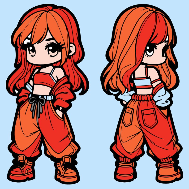 girl in crop top and baggy pants