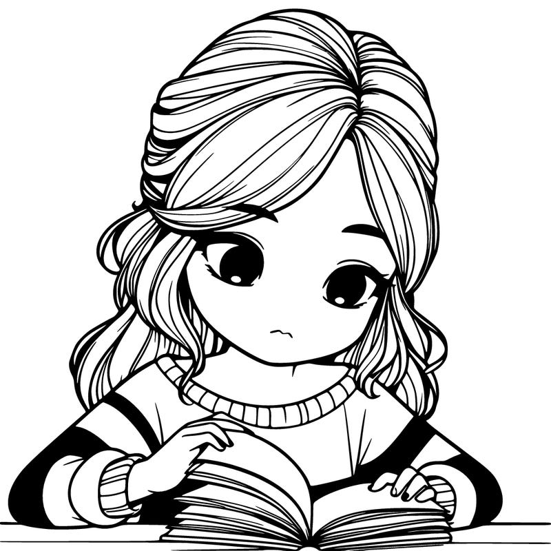 realistic girl reading