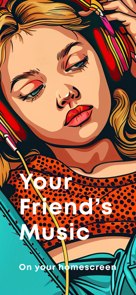 Artistic illustration of a girl with headphones for the MUBR social music widget