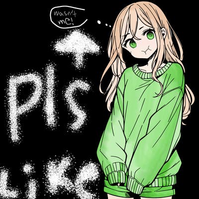 manga teen girl  in a sweater and baggy pants