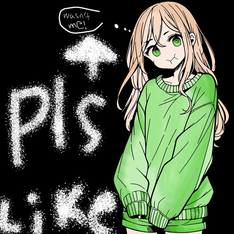 manga teen girl  in a sweater and baggy pants