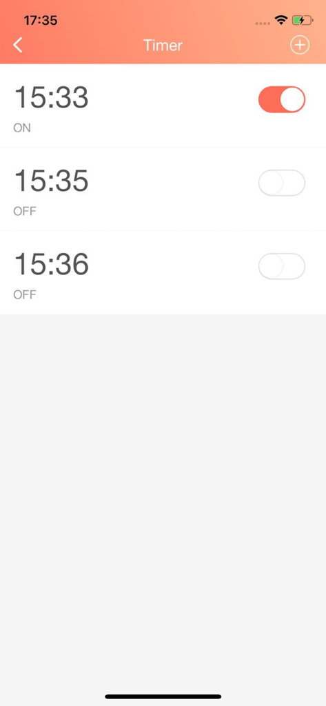 Intelligent AC - Intelligent AC mobile app timer screen showing a list of scheduled activation times with toggle switches