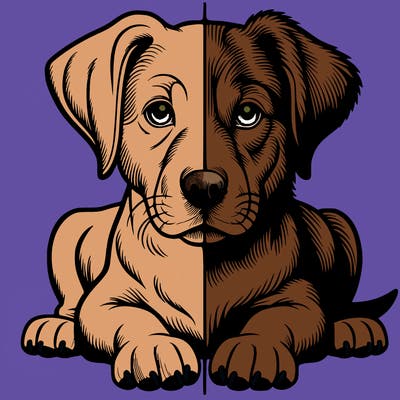 realistic dog split picture