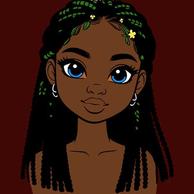 a realistic black girl with braids