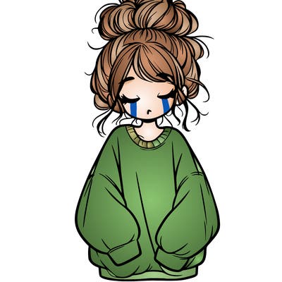 girl with baggy sweatshirt and messy bun