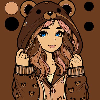 realistic girl in a animal pjs hoodie