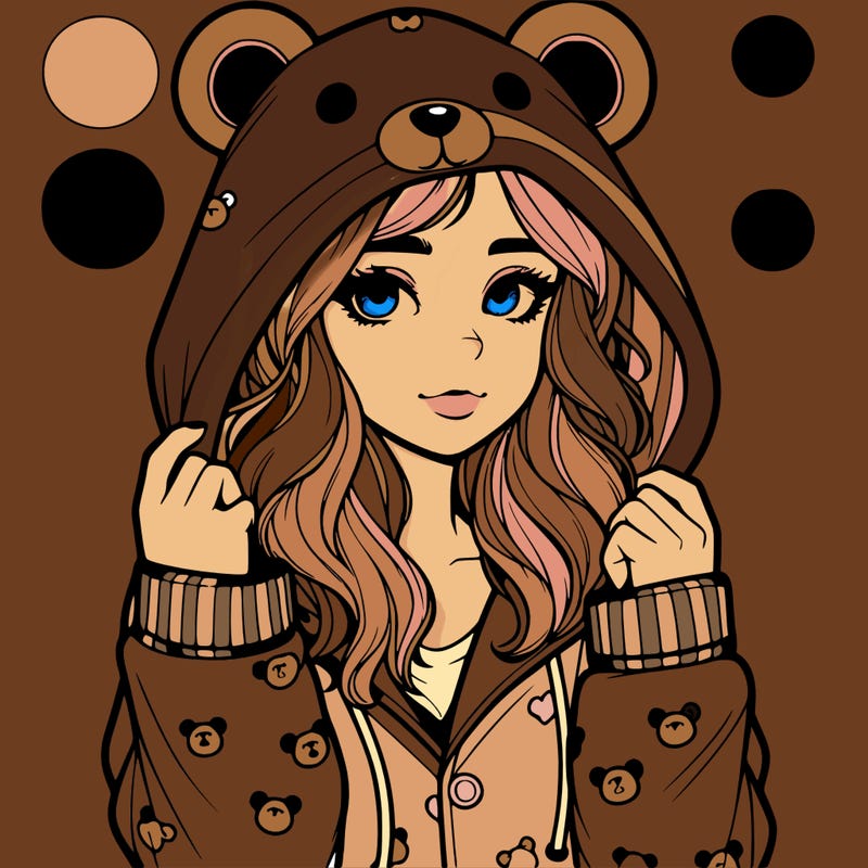 realistic girl in a animal pjs hoodie