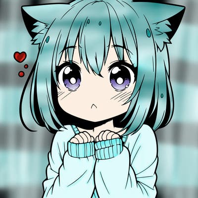 shy anime catgirl