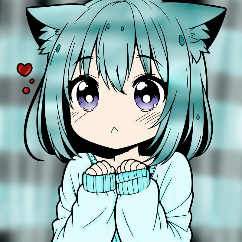 shy anime catgirl