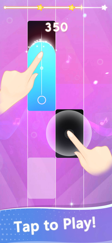 Magic Beat Piano - EDM Tiles - Gameplay of Magic Beat Piano EDM Tiles featuring hands tapping on colorful music tiles with a pink background.