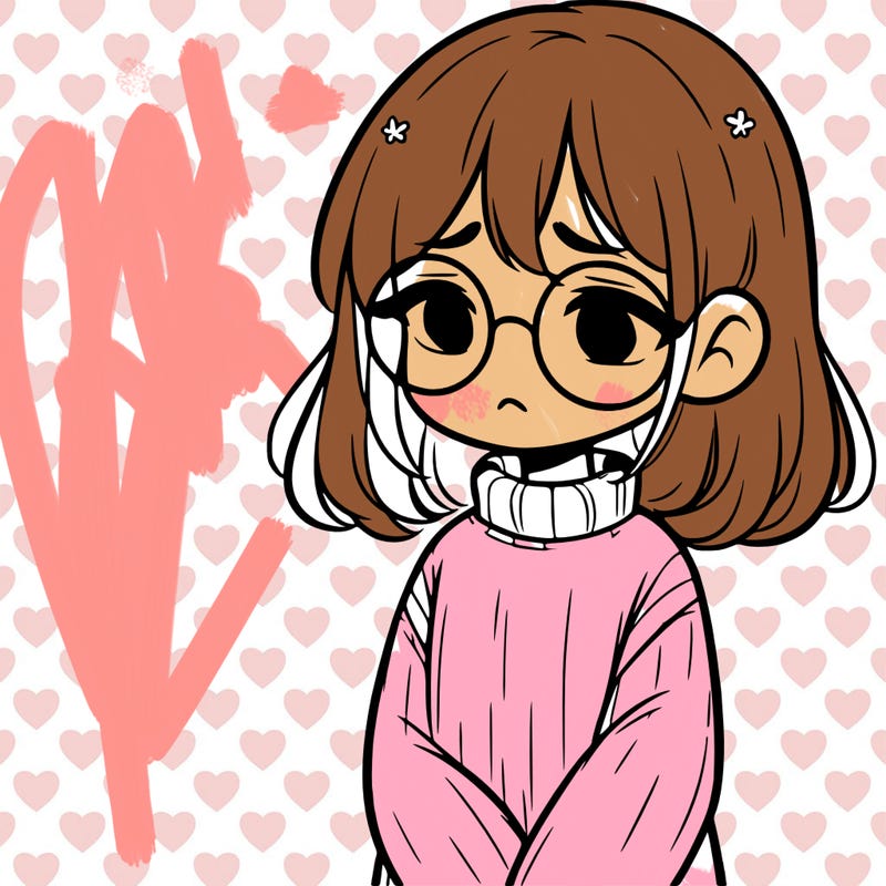 sad girl with glasses in a sweater