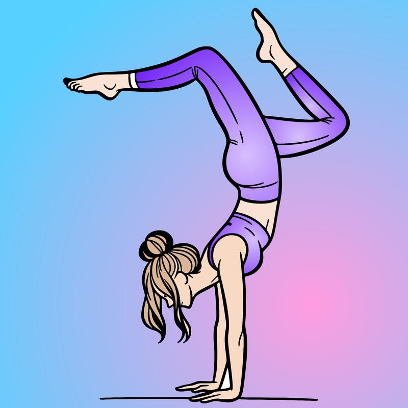a woman doing a handstand