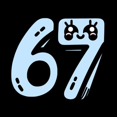 the numbers 67