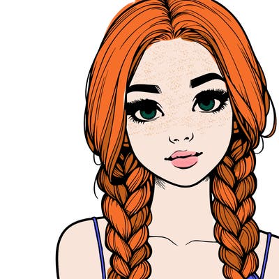 realistic girl with braids