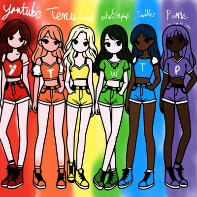 a group of girls wearing crop tops and shorts