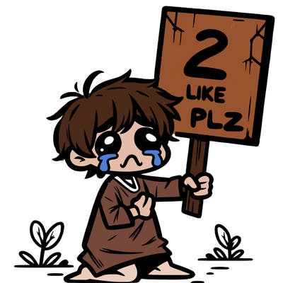 small poor toddler crying with sign that says 2 like plz