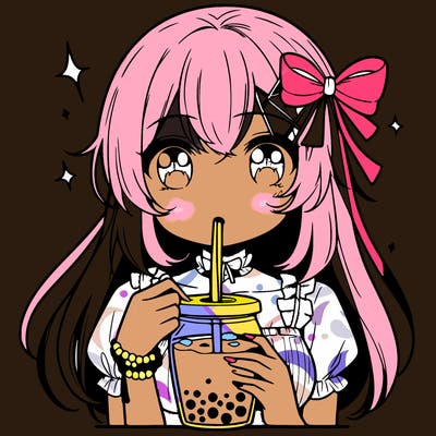 anime girl drinking boba tea