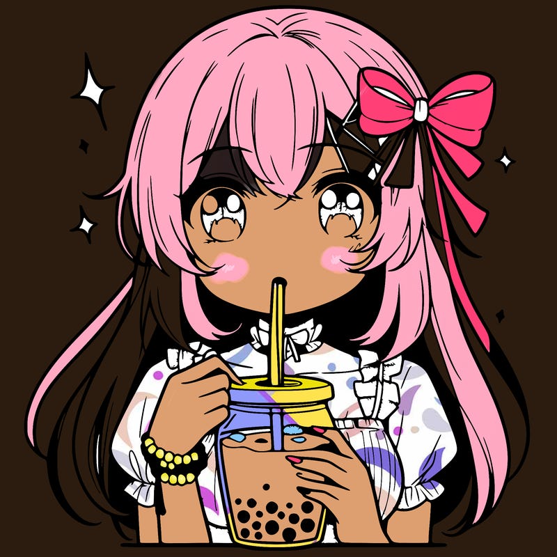 anime girl drinking boba tea
