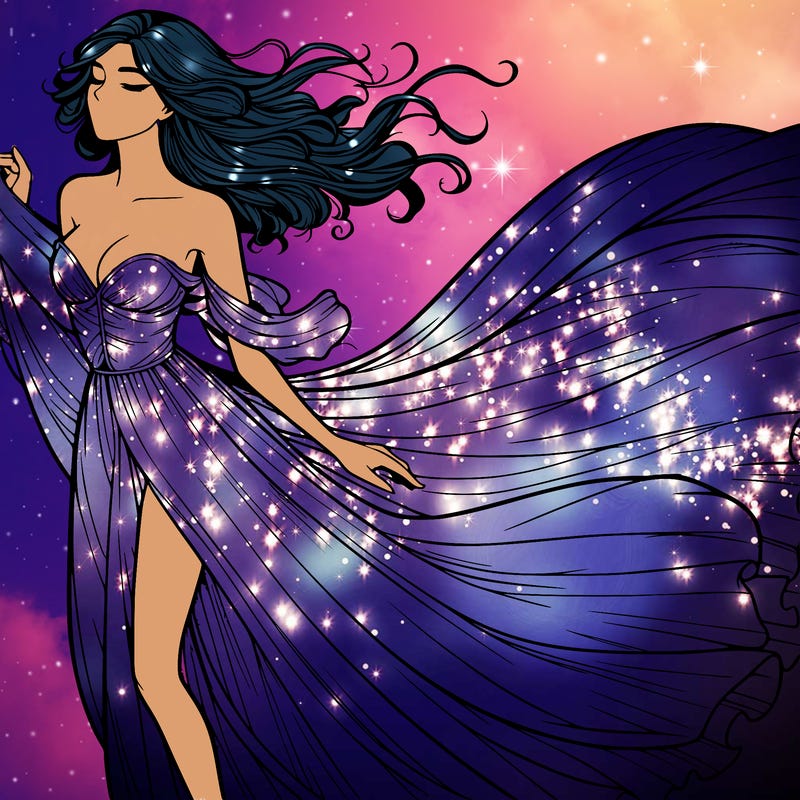 realistic woman in dress flowing the the wind