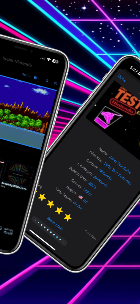 Provenance App - Provenance app on iPhone showing retro game library and metadata