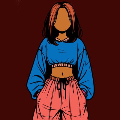 realistic girl faceless with baggy pants and a crop top