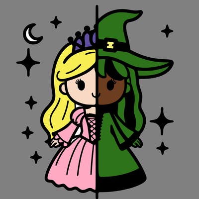 split princess and witch
