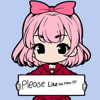 cute anime girl holding a sign