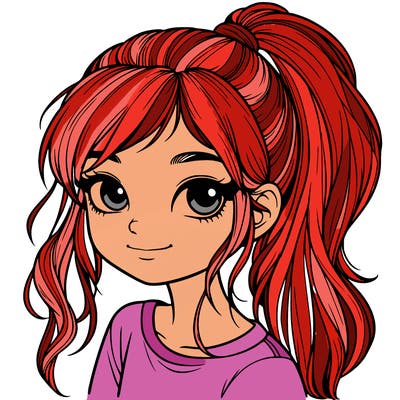 realistic girl with ponytail