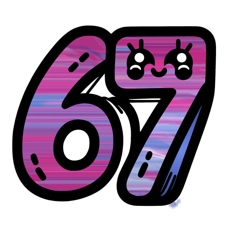 the numbers 67