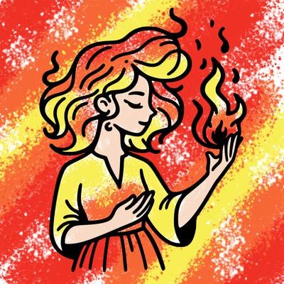 woman with fire