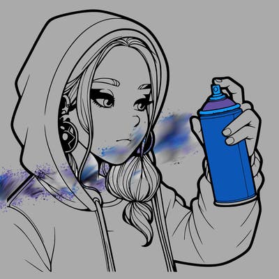 a realistic girl, spray painting
