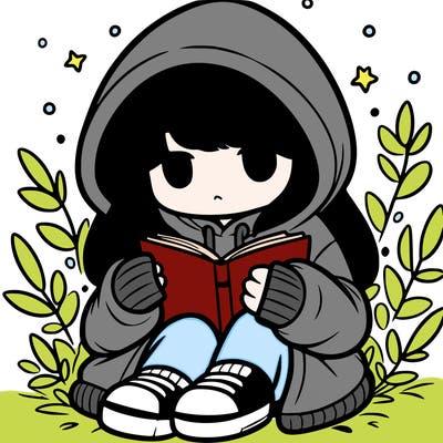 girl in oversized hoodie reading a book