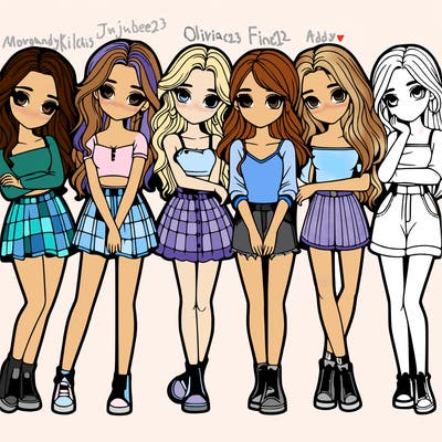 a group of girls realistic