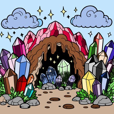 a cave with magic crystals