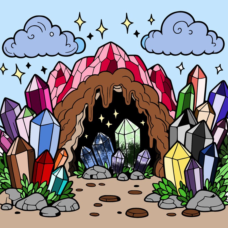 a cave with magic crystals