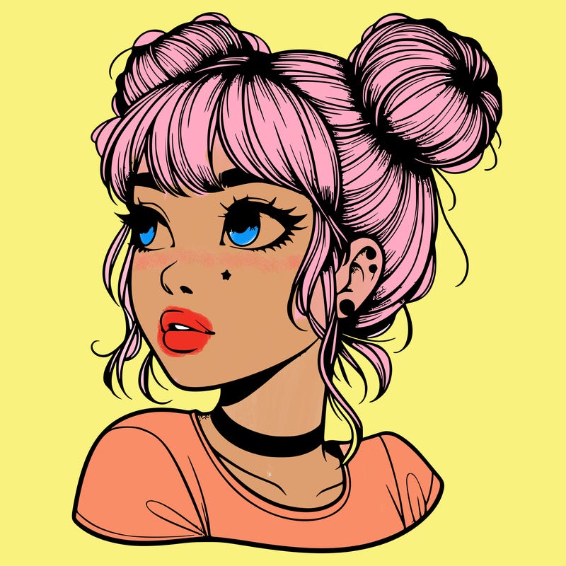 realistic girl with spacebuns