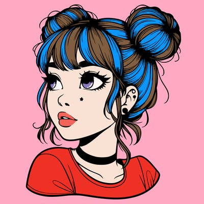 realistic girl with spacebuns
