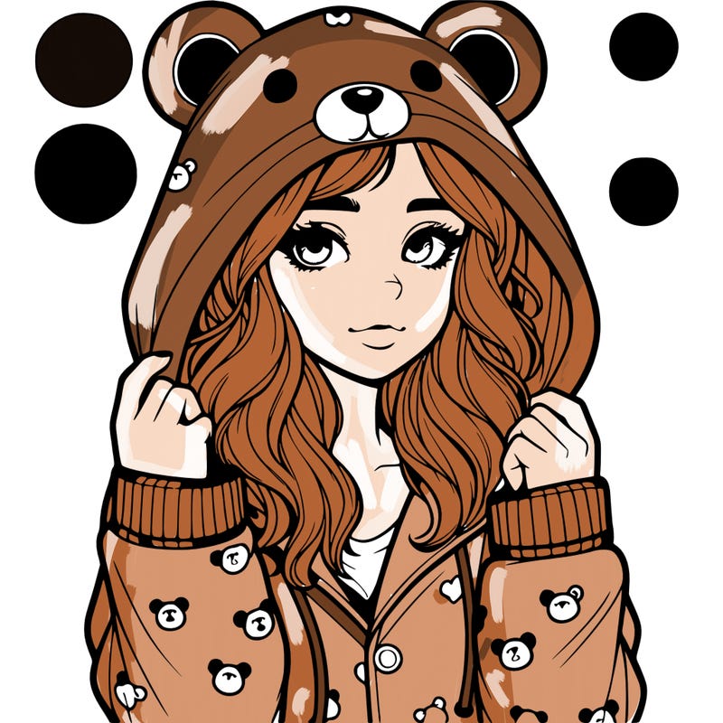 realistic girl in a animal pjs hoodie