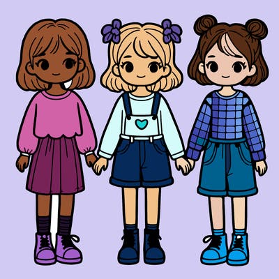 three girls standing