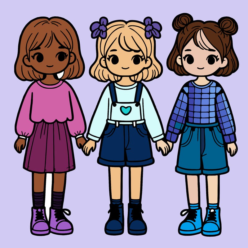 three girls standing