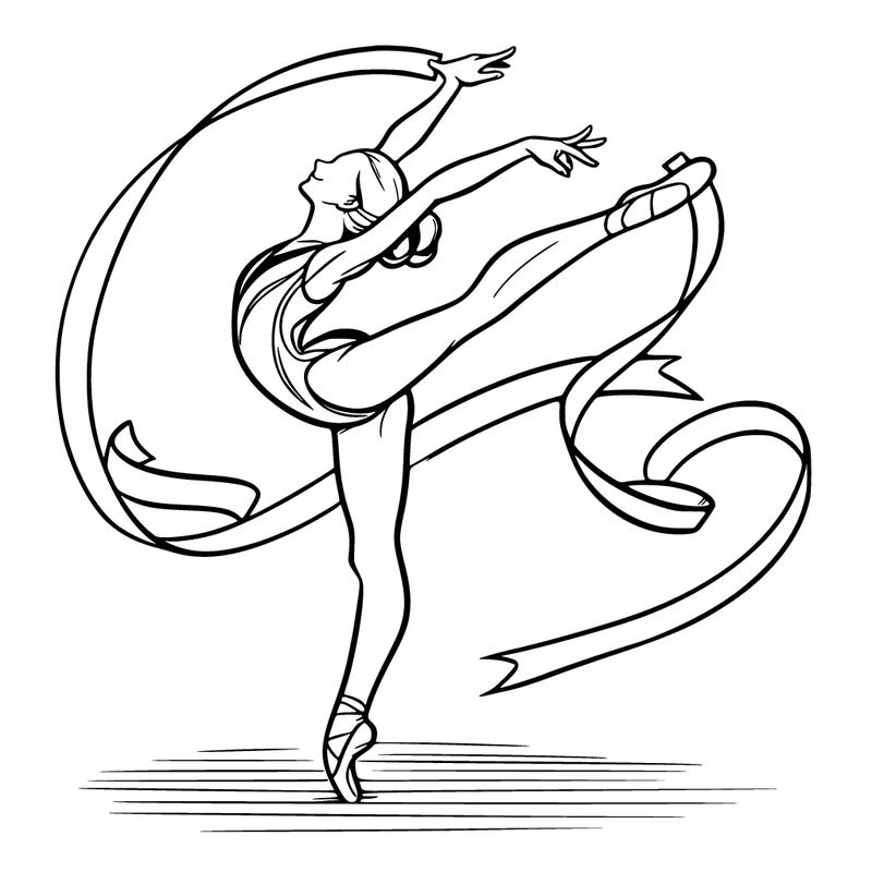 a gymnast performing an elegant routine with ribbons