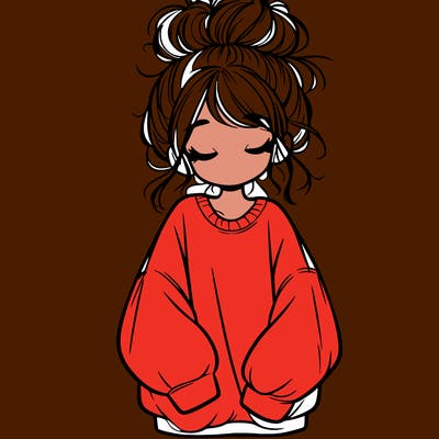 girl with baggy sweatshirt and messy bun