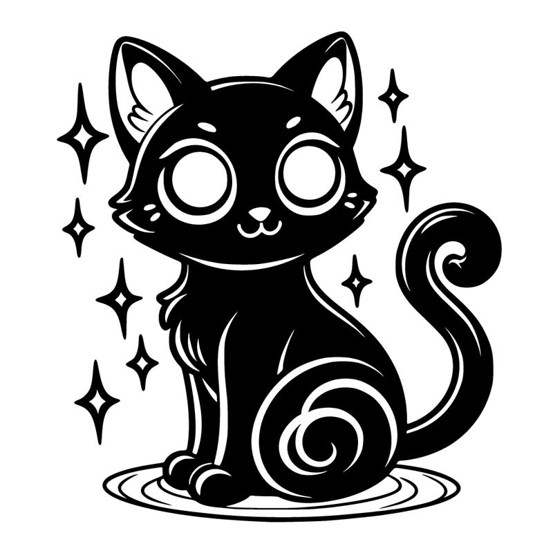 black cat with glowing eyes