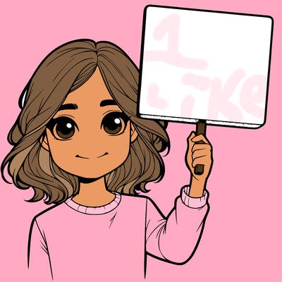 realistic girl holding up a sign