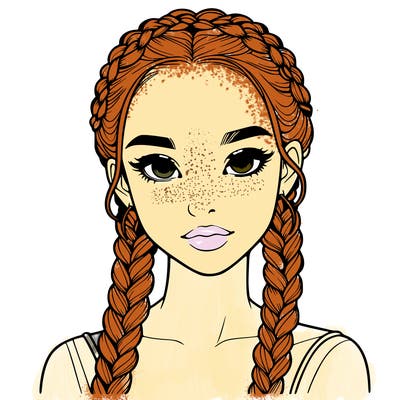 realistic girl with braids