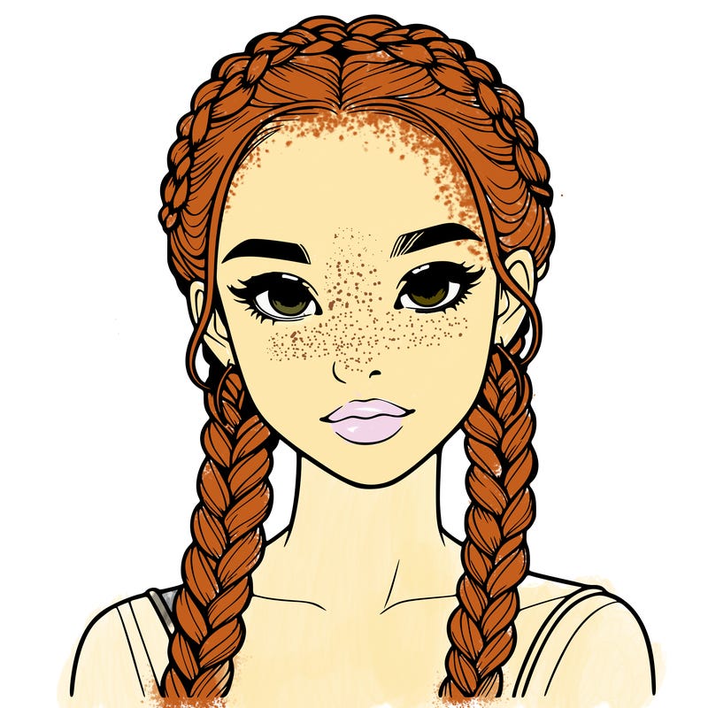realistic girl with braids