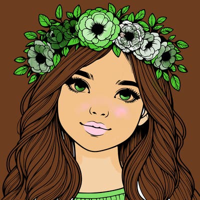realistic girl with flower crown