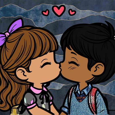boy and girl kissing