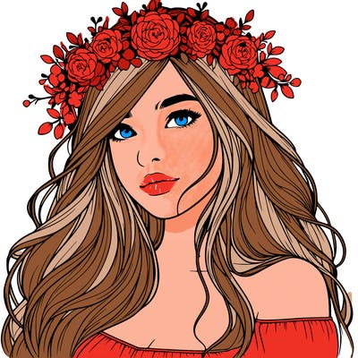 realistic girl with flower crown