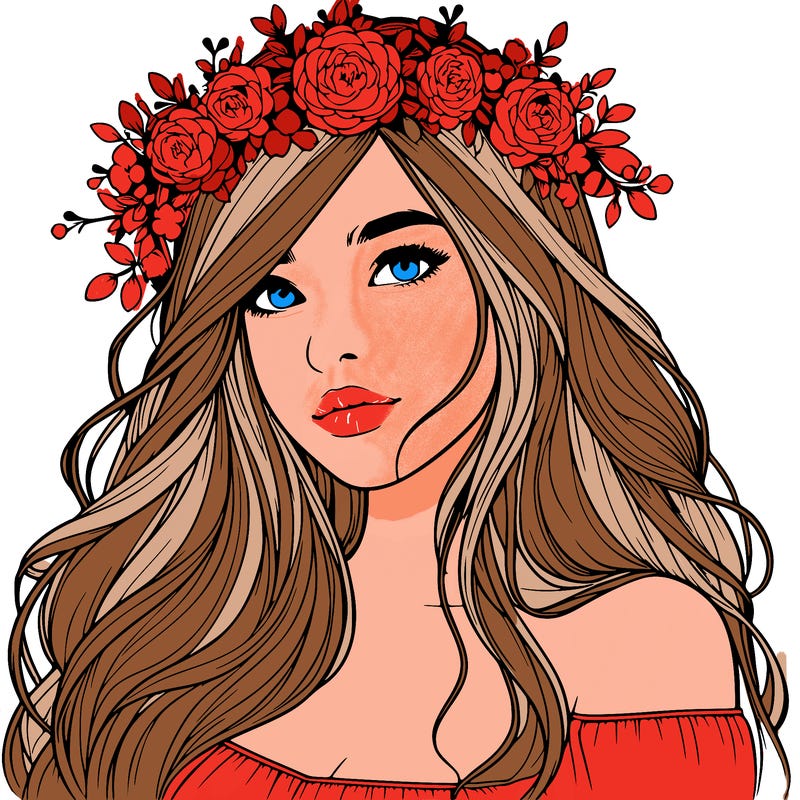 realistic girl with flower crown